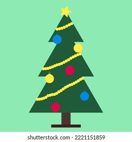 simple vector illustration with Christmas tree and gifts