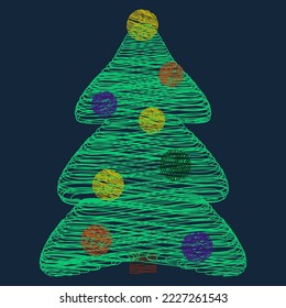 simple vector illustration with Christmas tree 