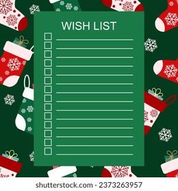 simple vector illustration Christmas wish list 