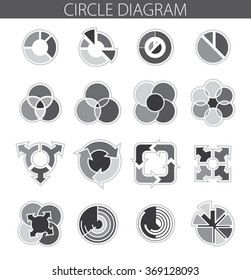 Simple vector illustration with circle diagram. To visualize the presentation and processing of data.