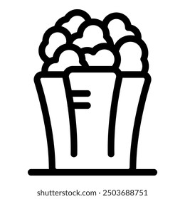 Ilustración vectorial sencilla de un cubo de palomitas de maíz clásico, perfecto para temas de cine, aperitivos y entretenimiento