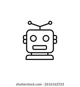 Simple vector illustration of a classic robot with antenna on a white background