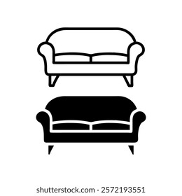 Simple Vector Illustration of a Classic Two Seater Sofa, Sofa icon vector illustration. sofa sign and symbol. furniture icon.	