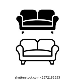 Simple Vector Illustration of a Classic Two Seater Sofa, Sofa icon vector illustration. sofa sign and symbol. furniture icon.	