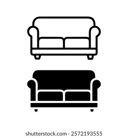 Simple Vector Illustration of a Classic Two Seater Sofa, Sofa icon vector illustration. sofa sign and symbol. furniture icon.	