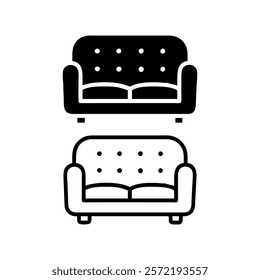 Simple Vector Illustration of a Classic Two Seater Sofa, Sofa icon vector illustration. sofa sign and symbol. furniture icon.	