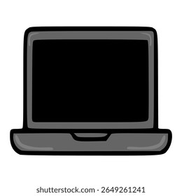 A simple vector illustration of a closed laptop, depicted in grayscale with a minimalist design, emphasizing its clean lines and flat style.