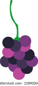 A simple vector illustration of a cluster of grapes on a vine.
