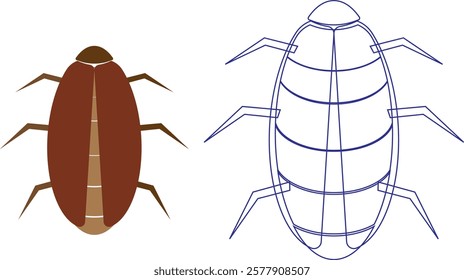 simple vector illustration of cockroach insect anatomy