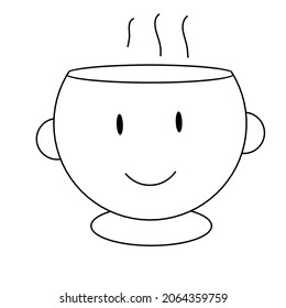 una simple ilustración vectorial de la taza de café en el diseño de dibujos animados. bueno para los niños coloreando el libro.