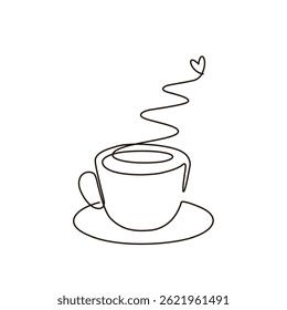A simple vector illustration of coffee drawn in one stroke. The line width of the vector data can be changed.