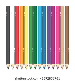 simple vector illustration of colorful colored pencils