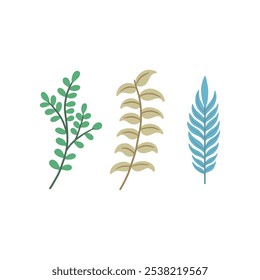 Simple Vector Illustration of Colorful Leaf Branches