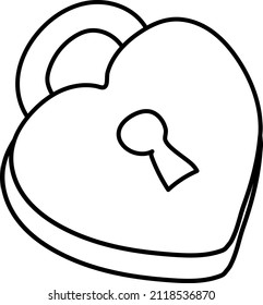 simple vector illustration contour heart lock