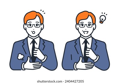 Simple vector illustration of a convinced manager.