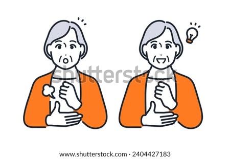 Simple vector illustration of a convinced senior woman.