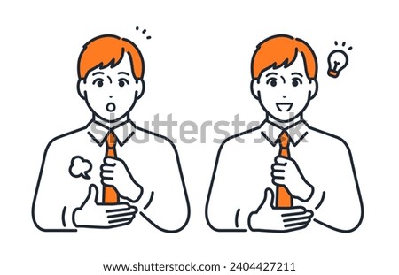 Simple vector illustration of a convinced young businessman.