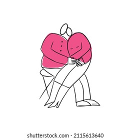 Simple ilustración vectorial de una pareja enamorada en estilo de esbozo. Idea para una tarjeta de San Valentín. 