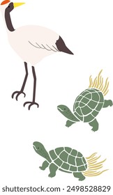 Simple vector illustration of crane and turtle