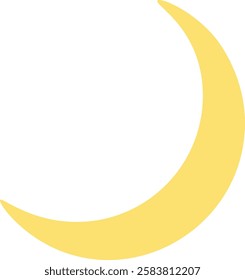 Simple vector illustration of a crescent moon shining bright in a clear night sky, perfect for projects related to astronomy, night, and the lunar cycle