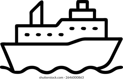 Um vetor simples ilustração de um navio de cruzeiro, perfeito para viagens, turismo e projetos temáticos oceânicos. Ideal para ícones e gráficos.