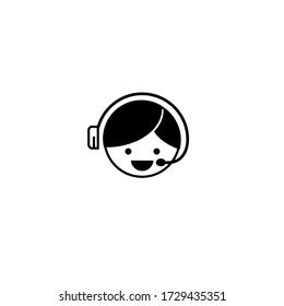 Simple ilustración vectorial del icono de servicio al cliente con la cabeza de los hombres con auriculares aislados en fondo blanco bueno para el logotipo de servicio al cliente de su empresa