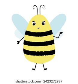 simple vector illustration of cute bee. Vector Cute Bee Cartoon character Isolated On White Background kawaii for emoticon icon, mascot