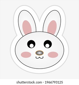 simple vector illustration of cute bunny flat in a circle, can be used for children's books