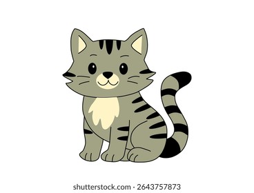 Uma ilustração vetorial simples de um gatinho cinzento bonito, ideal para livros infantis, campanhas de adoção de animais ou projetos de bem-estar animal.
