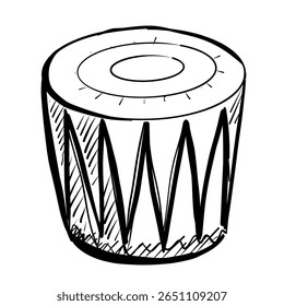Simple vector illustration of a cylindrical drum with zigzag design on the surface