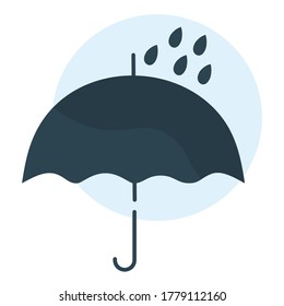 Simple vector illustration of a dark blue umbrella. Isolated on a white background. Graphic resource for flyers, banners, articles, and printing