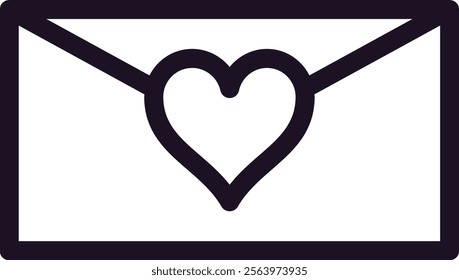 Simple vector illustration depicting a love letter adorned with a heart, symbolizing affection, romance, and passion. Capturing the essence of sending and receiving heartfelt messages