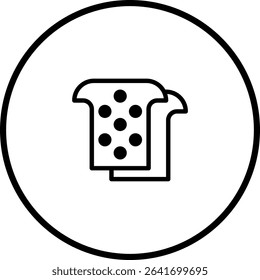 Simple vector illustration depicting two slices of dotted bread icon design