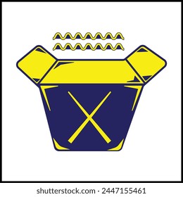 simple vector illustration design with cup noodles in yellow and blue in flat style. suitable for logos, icons, posters, advertisements, banners, companies, t-shirt designs, stickers, websites.
