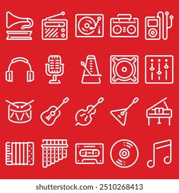 Simple vector illustration design of musical instruments, musical instrument silhouettes. Musical instrument elements for designs with entertainment concepts, music festivals, musical icons 
