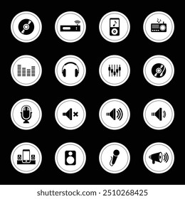 Diseño de Ilustración vectorial simple de instrumentos musicales, siluetas de instrumentos musicales. Elementos de instrumentos musicales para diseños con conceptos de entretenimiento, festivales de música, íconos musicales 
