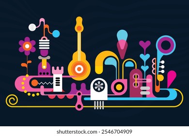 Diseño de Ilustración vectorial simple de instrumentos musicales, siluetas de instrumentos musicales. Elementos de instrumentos musicales para diseños con entretenimiento