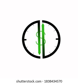 simple vector illustration dollar + clock which means time is money