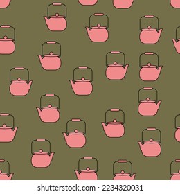 simple vector illustration donuts and teapot pattern 