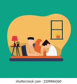 Simple Vector illustration drawing of a portrait of a young man kneeling and kissing his parent's hand asking for forgiveness. Indonesian traditional gesture sungkem. eid Mubarak or Ramadhan. 