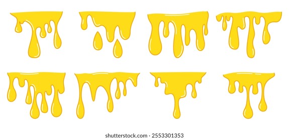 Simple vector illustration of a dripping liquid, dripping liquid, syrup drip vector illustration set in hand drawn style isolated on a white background