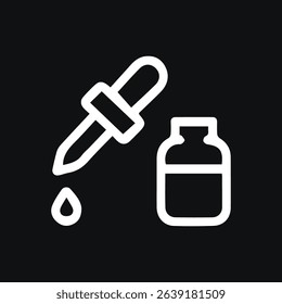 A simple vector illustration of a dropper and bottle, which can represent essential oils, medicine, or beauty products.