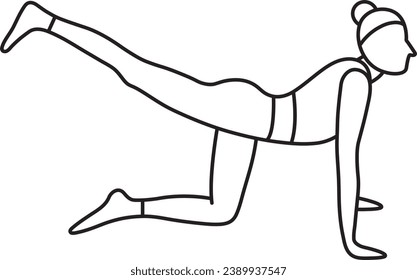 Simple vector illustration of Ekapada Marjariasana, healthy lifestyle, yoga asana, sports, doodle and sketch