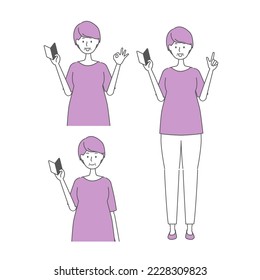 Ilustración vectorial simple de una anciana
