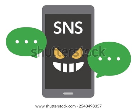 Simple vector illustration of evil lurking on social media
