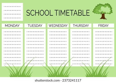 simple vector illustration example school timatable