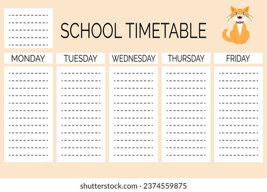 simple vector illustration example school timatable