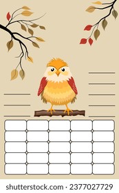 simple vector illustration example school timatable