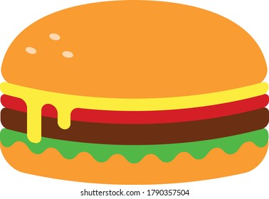 simple vector illustration of a fast food hamburger on white background