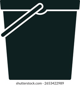 Simple vector illustration featuring a dark bucket with a contrasting white handle, perfectly suited for symbolizing cleaning, maintenance, and various household chores or tasks